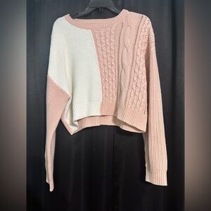 Colorblock Cable Knit Sweater